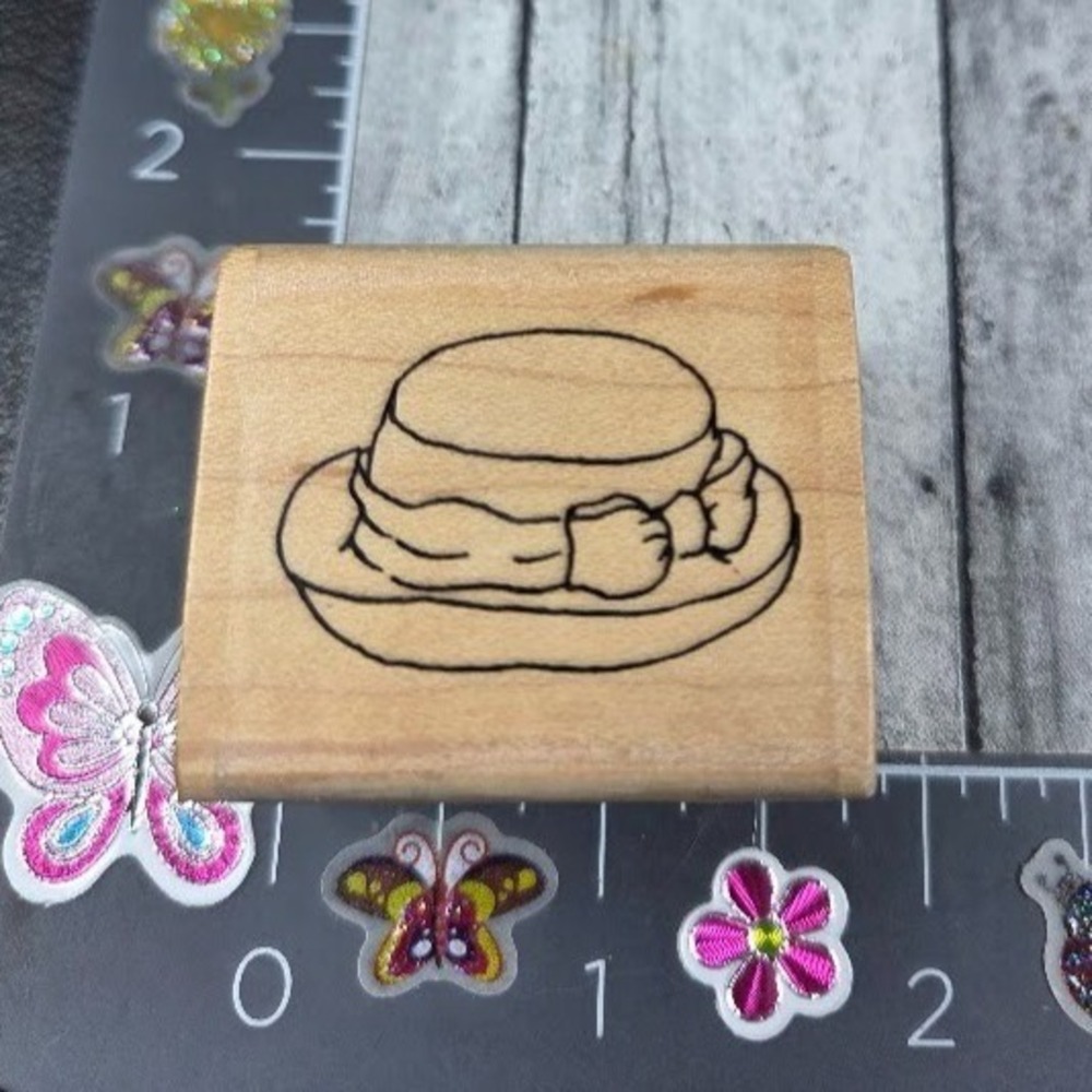 Derby Hat Fashion Bow C1 Rubber Stamp Wood #N70